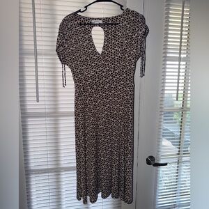 dressbarn Black & White Geometric Keyhole Maxi Dress